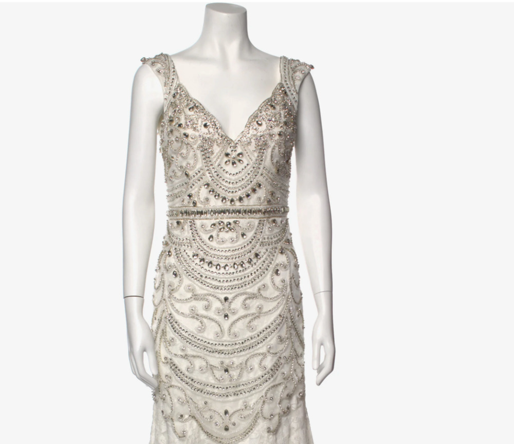 Mac Duggal gorgeous beaded white dress